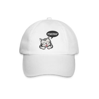 Powernap Katze - Schlafendes Motiv - Baseballkappe - Weiß/Weiß - Vorne