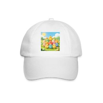 Colorful Chickens Group Photo - Baseball Cap - white/white - Front