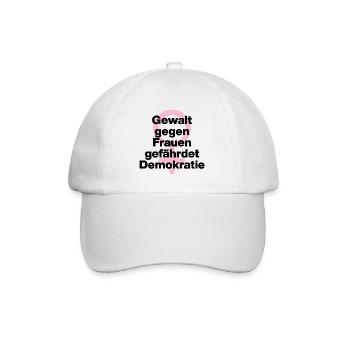 GEWALT GEGEN FRAUEN GEFÄHRDET DEMOKRATIE ♀ - Baseballkappe - Weiß/Weiß - Vorne