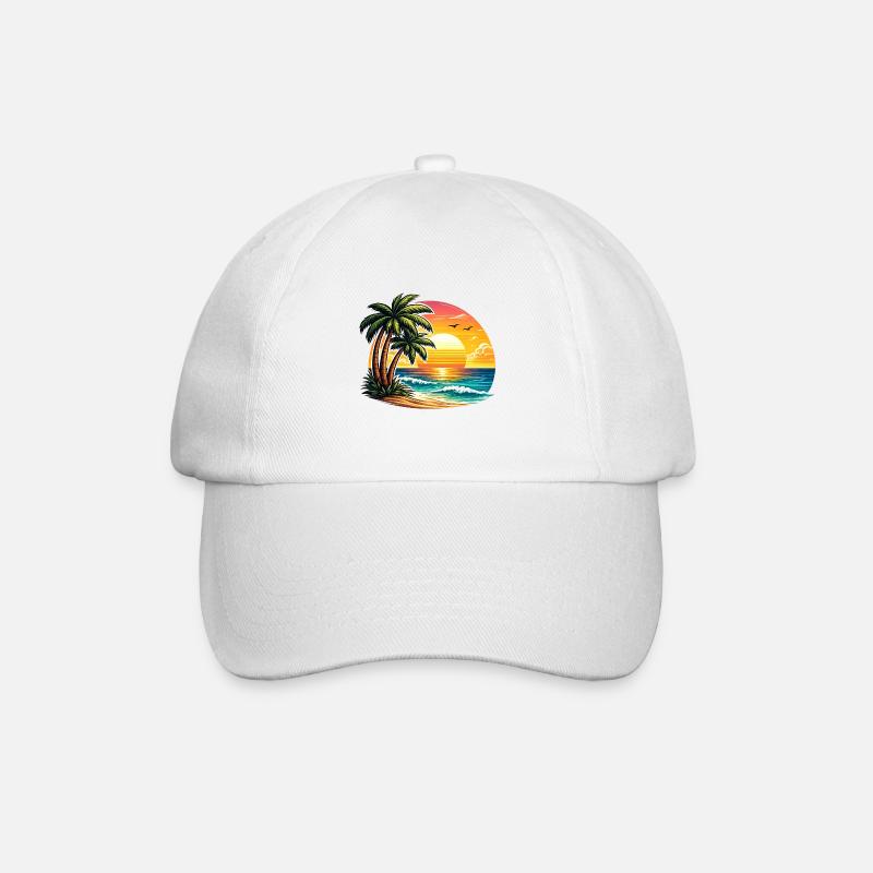Coucher de soleil à Palm Beach - Casquette classique - blanc/blanc