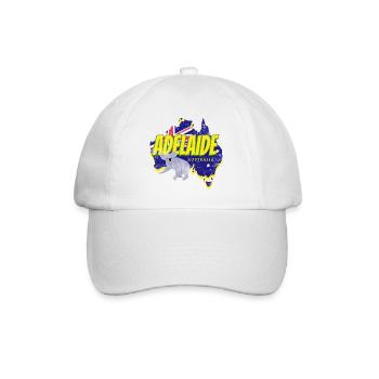 Adelaide Australien Retro Koala und Fahne Souvenir - Baseballkappe - Weiß/Weiß - Vorne