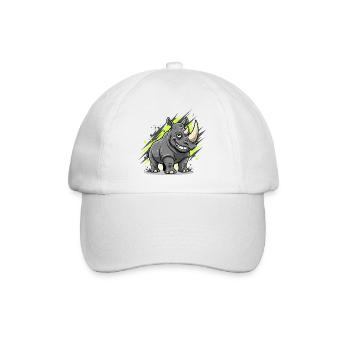 Grinning Rhino Graffiti Style - Baseball Cap - white/white - Front