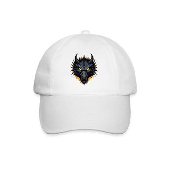 Schwarzer Drache Drachenkopf - Baseballkappe - Weiß/Weiß - Vorne