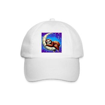 Sloth sleeps on the Moon - Baseball Cap - white/white - Front