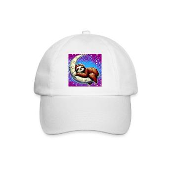 Sloth sleeps on the Moon - Baseball Cap - white/white - Front