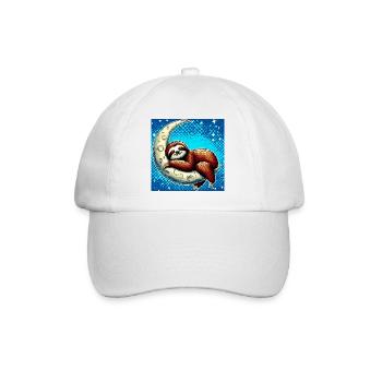 Sloth sleeps on the Moon - Baseball Cap - white/white - Front