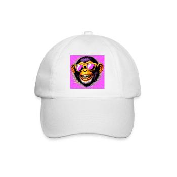 Chimpanzee Monkey - Baseball Cap - white/white - Front