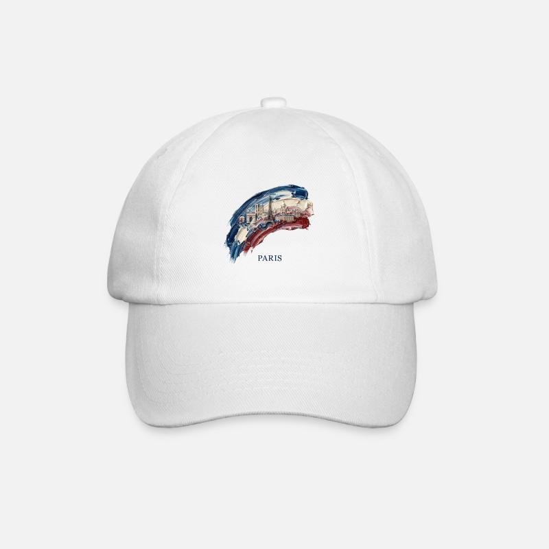Drapeau du paysage urbain à la pince de Paris - Casquette classique - blanc/blanc