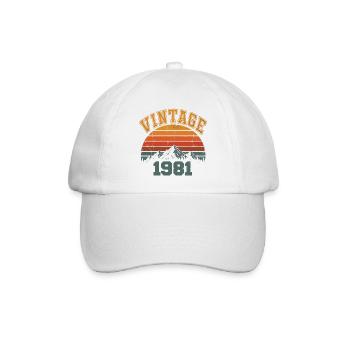 Vintage 1981 Birthday Mountain Retro 1981 - Baseballkappe - Weiß/Weiß - Vorne