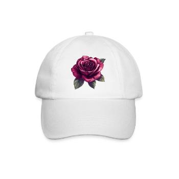 Dark Rose Blossom Illustration - Baseball Cap - white/white - Front