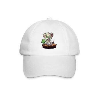 Kleiner Koala am Baumstumpf - Baseballkappe - Weiß/Weiß - Vorne