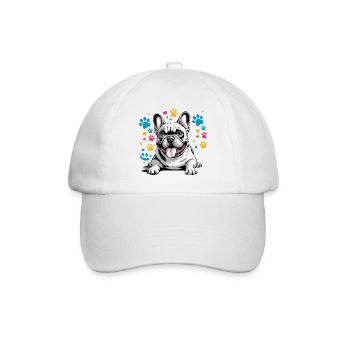 French Bulldog Cartoon Funny Bully with - Baseball Cap - white/white - Front