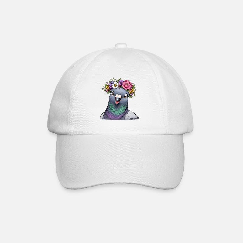 Taube mit Blumenschmuck - Baseballkappe - Weiß/Weiß