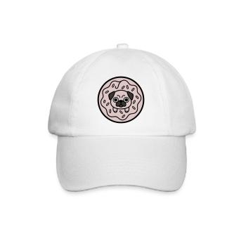 Pug Dog Donut Candy - Baseball Cap - white/white - Front