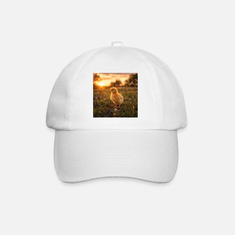Yellow chicken at sunset - Baseball Cap - white/white