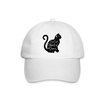 One_Cat_Short_Of_Crazy - Baseball Cap - white/white - Front