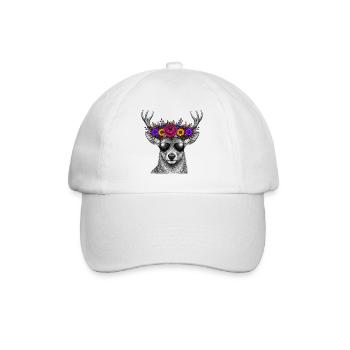 Deer with flower crown and sunglasses - Baseball Cap - white/white - Front