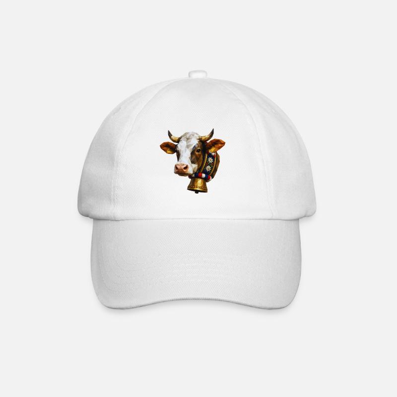 Cow Polygon Bell Flower Wreath - Baseball Cap - white/white