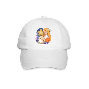 Anime Girl and Bird with Crutches Art - Baseball Cap - white/white - Front
