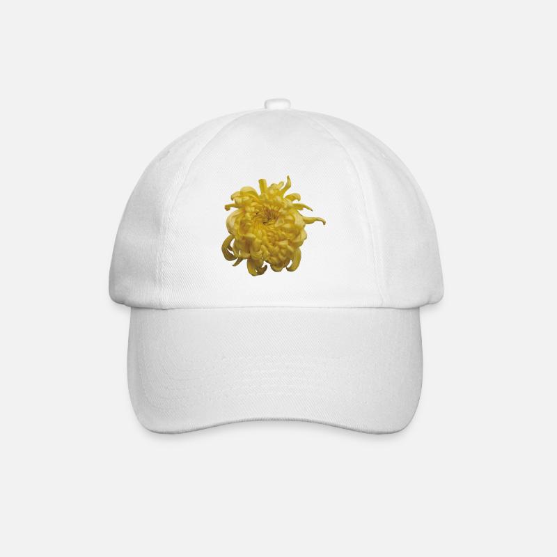 Vibrant_Yellow_Chrysanthemum_Flower - Baseballkappe - Weiß/Weiß