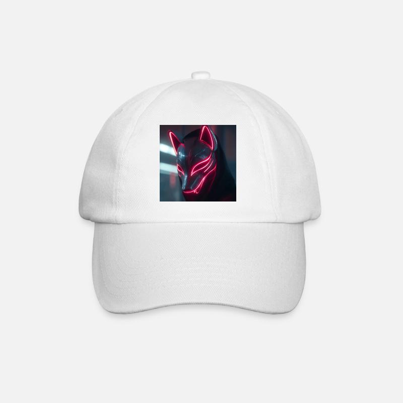 Neonfuchsmaske mit Leuchträndern - Baseballkappe - Weiß/Weiß