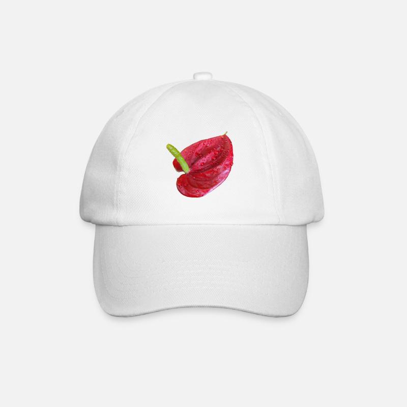 Vibrant_Red_Anthurium_Flower - Baseballkappe - Weiß/Weiß