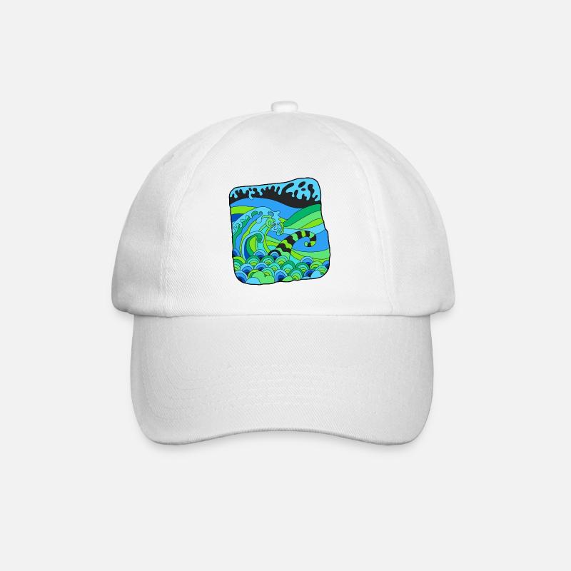 Green Deco Waves - Baseballkappe - Weiß/Weiß