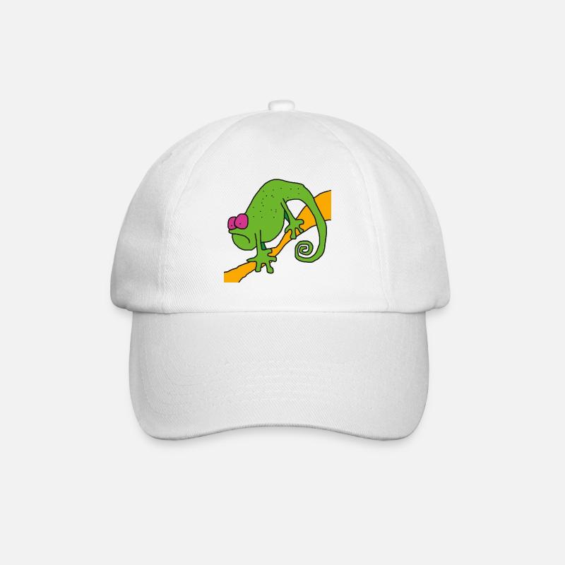 Chamaeleon am Ast – bunte Pop-Illustration - Baseballkappe - Weiß/Weiß