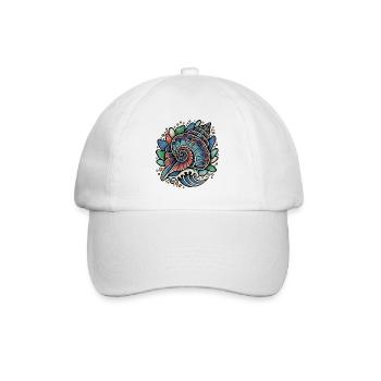 Nautilus Shell Spiral Ocean Wave Retro - Baseball Cap - white/white - Front