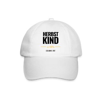 Herbstkind zu 100% Goldene Zeit - Baseballkappe - Weiß/Weiß - Vorne