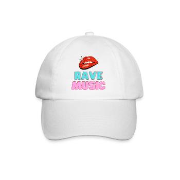 Musique rave Lèvres léopard Texte néon - Casquette classique - blanc/blanc - Devant
