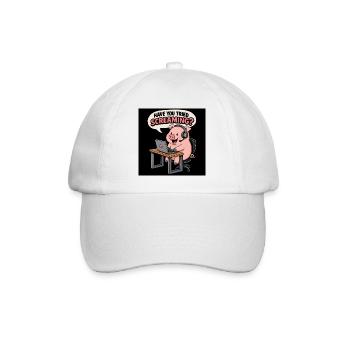 Cochon au bureau des casques - Casquette classique - blanc/blanc - Devant