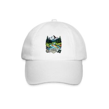 Hooked on Adventure: Mountain River Angling - Baseball Cap - white/white - Front