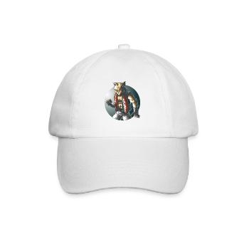 Fighting Cat Martial Arts Anime Design - Baseball Cap - white/white - Front