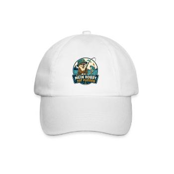 Mein Hobby hat Flossen – Angel-Otter - Baseballkappe - Weiß/Weiß - Vorne