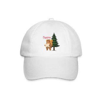 Entdecken Sie Camping Shirt – Bär im Wald - Baseballkappe - Weiß/Weiß - Vorne