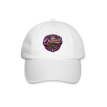 Retro 1980s Neon Synthwave Original 1984 Badge - Baseballkappe - Weiß/Weiß - Vorne
