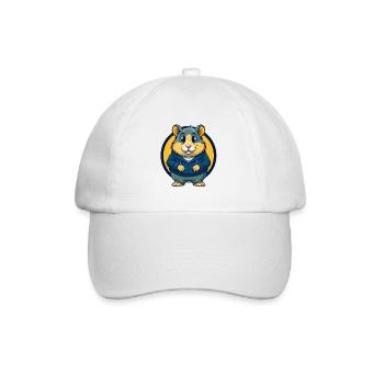 Hamster Kawaii Maskottchen Cartoon Clipart Logo Abzeichen - Baseballkappe - Weiß/Weiß - Vorne
