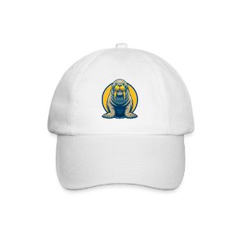 Walrus Kawaii Maskottchen Cartoon Clipart Logo Abzeichen - Baseballkappe - Weiß/Weiß - Vorne