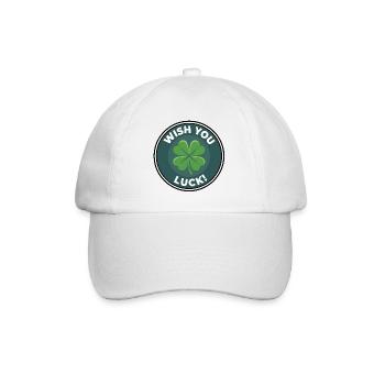 Kleeblatt Glückbadge - Baseballkappe - Weiß/Weiß - Vorne