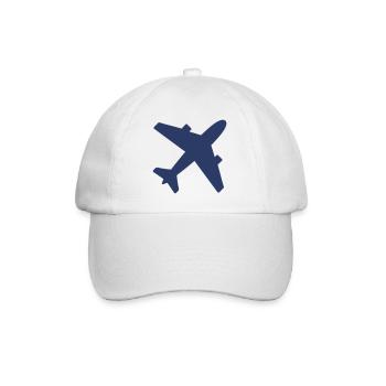 Airplane Solid Icon Aviation Flight Travel Aircraf - Baseballkappe - Weiß/Weiß - Vorne