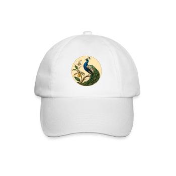 Paon Bleu sur Cercle Doré Floral - Casquette classique - blanc/blanc - Devant