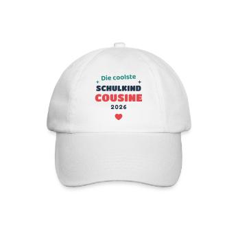 Einschulung 2026 Cousine - Schulkind Geschenk Schu - Baseballkappe - Weiß/Weiß - Vorne