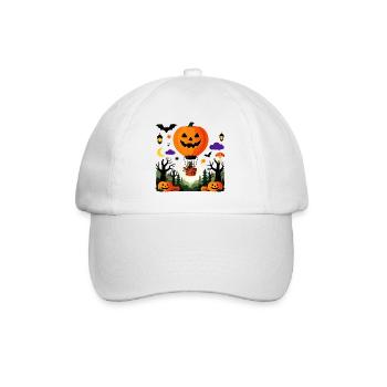 Pumpkin Balloon Halloween-Flug - Baseballkappe - Weiß/Weiß - Vorne