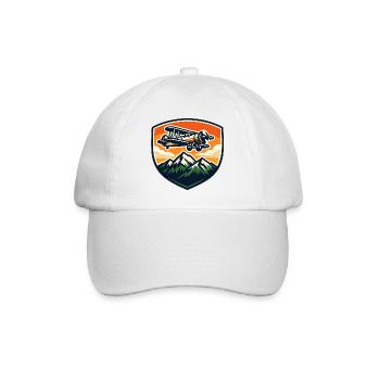 Vintage Flugzeug über Berglandschaft - Baseballkappe - Weiß/Weiß - Vorne