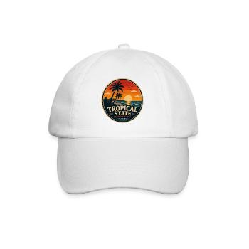 Tropical State Retro Abzeichen Vintage-Küstengrafik - Baseballkappe - Weiß/Weiß - Vorne
