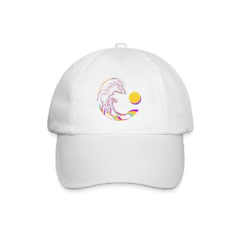 Neon Wellen - Baseballkappe - Weiß/Weiß - Vorne