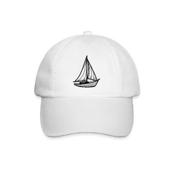 Minimalistisches klassisches Segelboot - Baseballkappe - Weiß/Weiß - Vorne