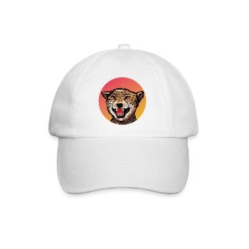 Farbenfrohes Leopard Design im Retro Look - Baseballkappe - Weiß/Weiß - Vorne