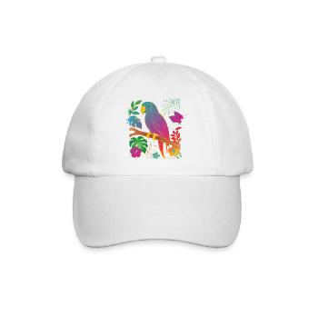 Bunter Papagei im Tropen Design - Baseballkappe - Weiß/Weiß - Vorne